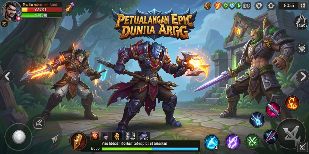 Tampilan mendebarkan dari pertarungan dalam game ARPG 8055.