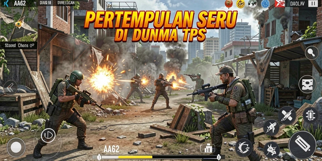 Screenshot gameplay AA62 menampilkan aksi seru dalam pertempuran TPS.