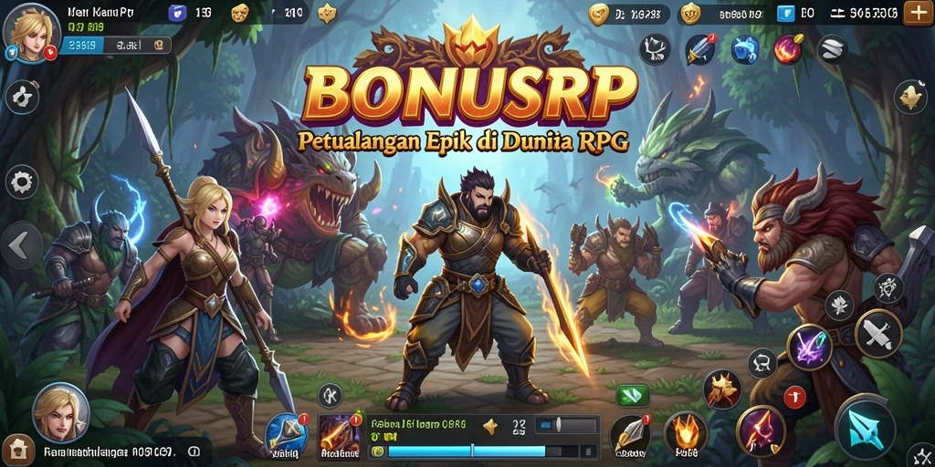 Tampilan menarik dari gameplay BONUSRP dengan karakter berjuang di dunia fantasi.