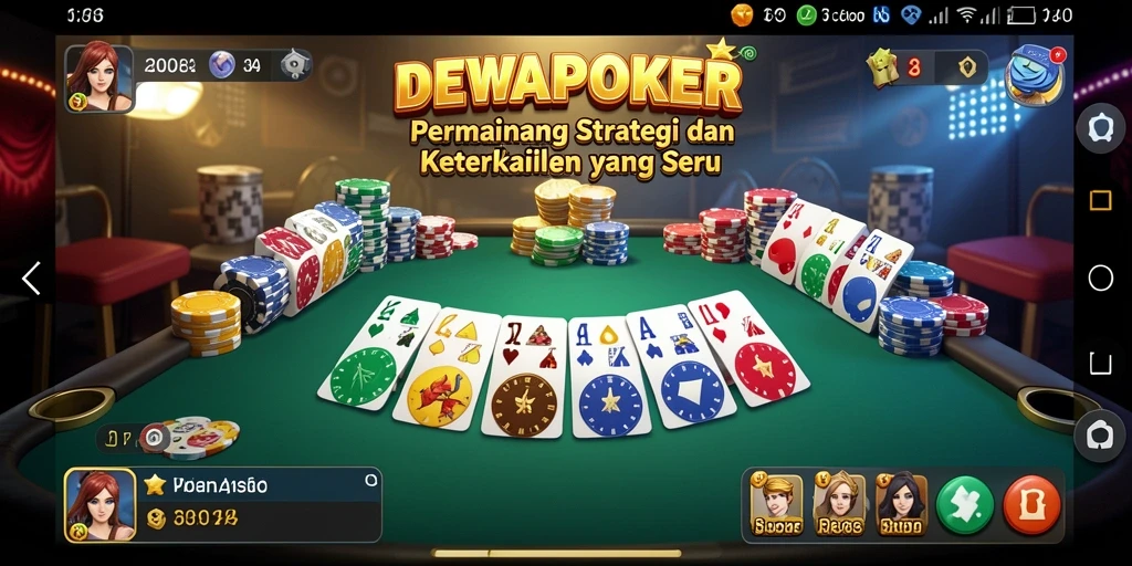 Tampilan gameplay seru dari DEWAPOKER dengan aksi poker menarik.
