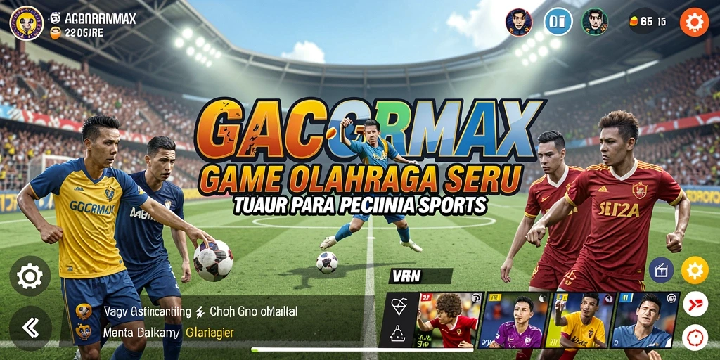 Screenshot utama GACORMAX menampilkan aksi seru di lapangan olahraga.
