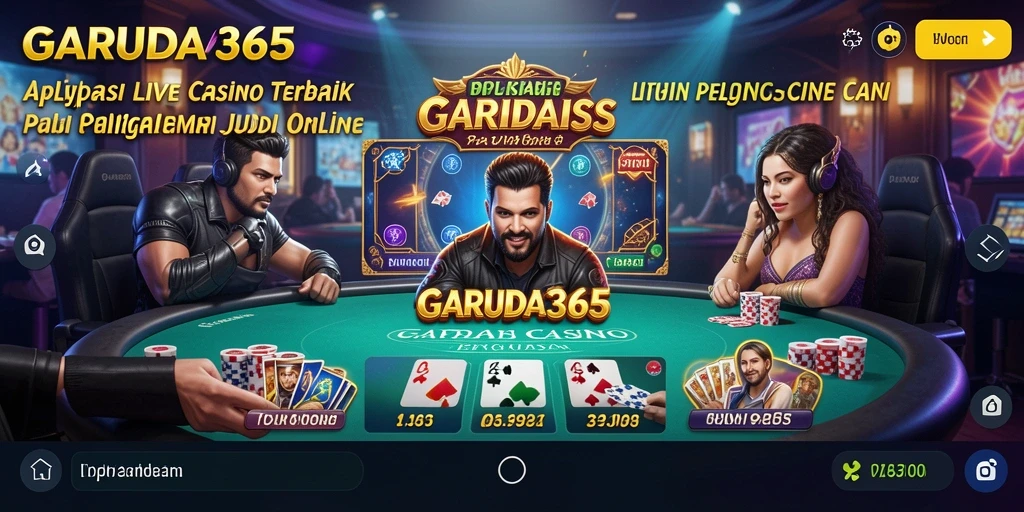 Screenshot gameplay GARUDA365 menampilkan dealer langsung dalam permainan Live Casino.