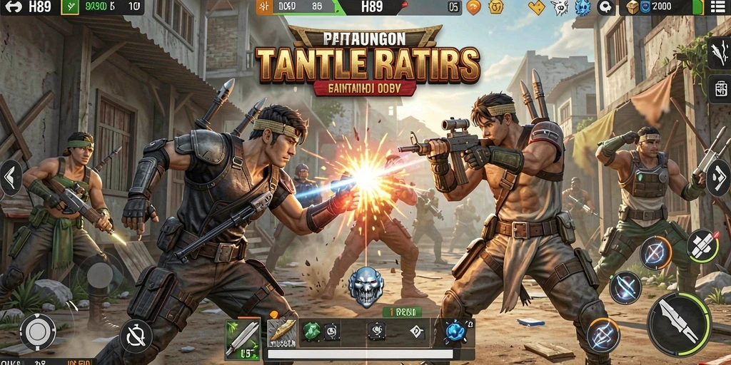 Screenshot H89 menampilkan pertarungan seru dalam Battle Royale.