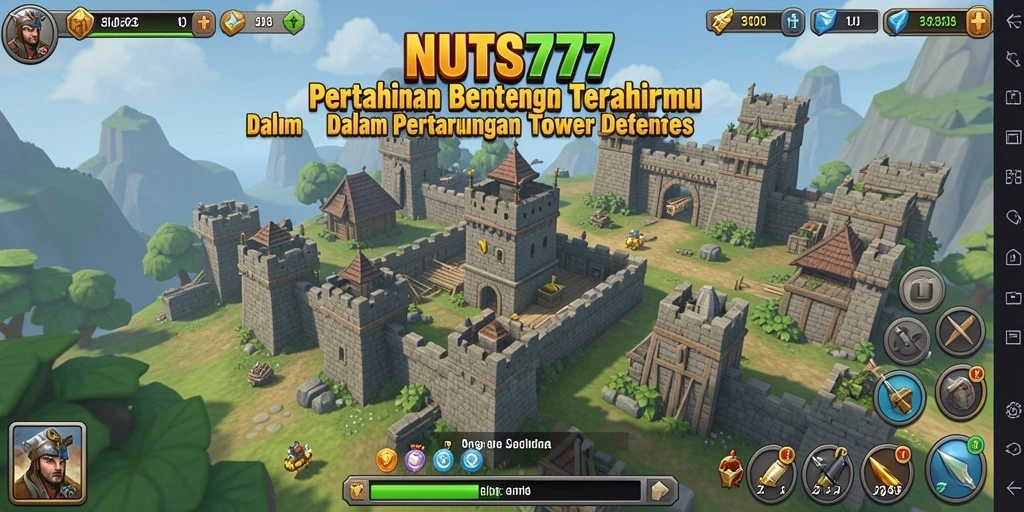 Penggambaran menara dan musuh dalam gameplay Tower Defense.