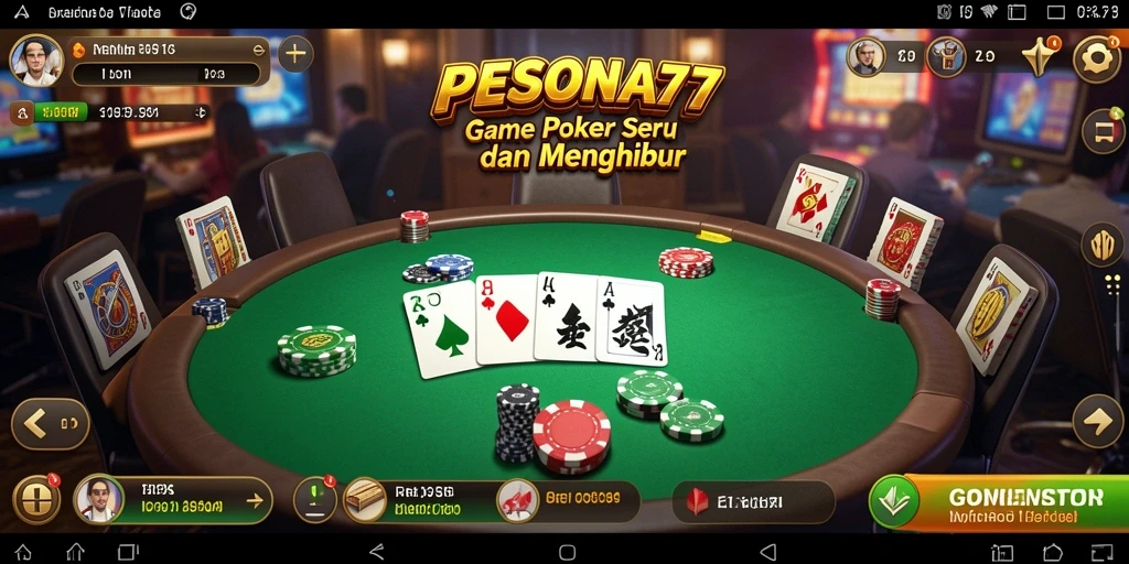 Screenshot PESONA77 menampilkan aksi seru permainan Poker.