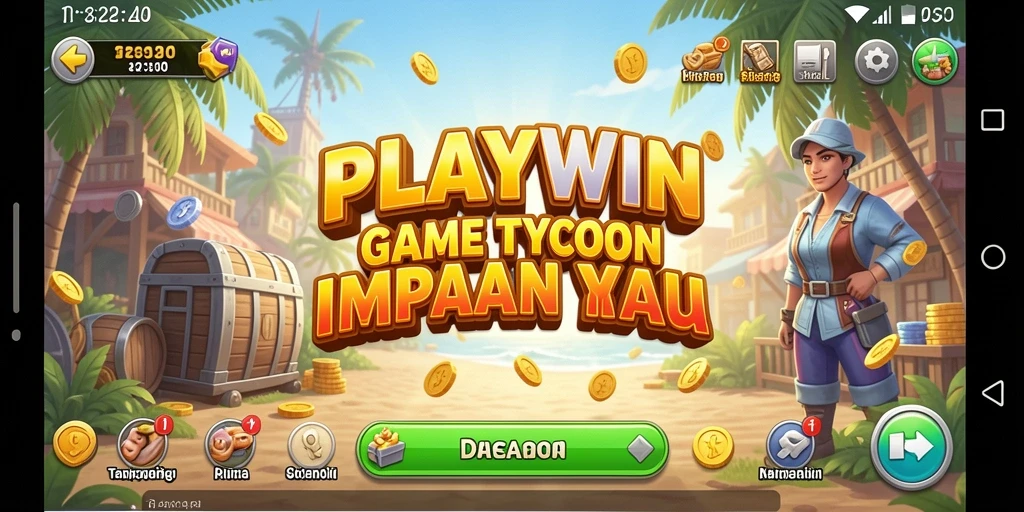 Screenshot menampilkan gameplay menarik dari <strong>PLAYWIN</strong> yang melibatkan pengelolaan bisnis.