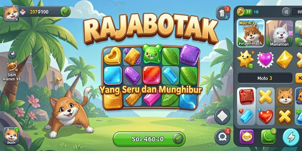 Screenshot utama RAJABOTAK menampilkan aksi seru gameplay Match-3.