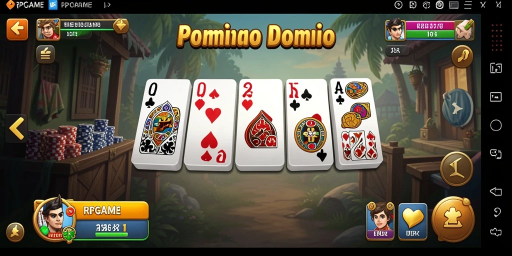 Screenshot gameplay RPGAME menampilkan pertempuran seru di permainan Domino.