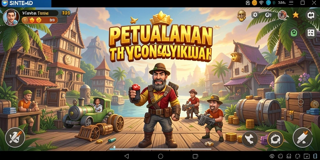 Tangkapan layar utama SINTE4D menunjukkan gameplay bisnis yang menarik.