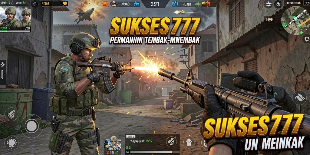 Screenshot gameplay menampilkan aksi tembak-menembak seru dalam SUKSES777.