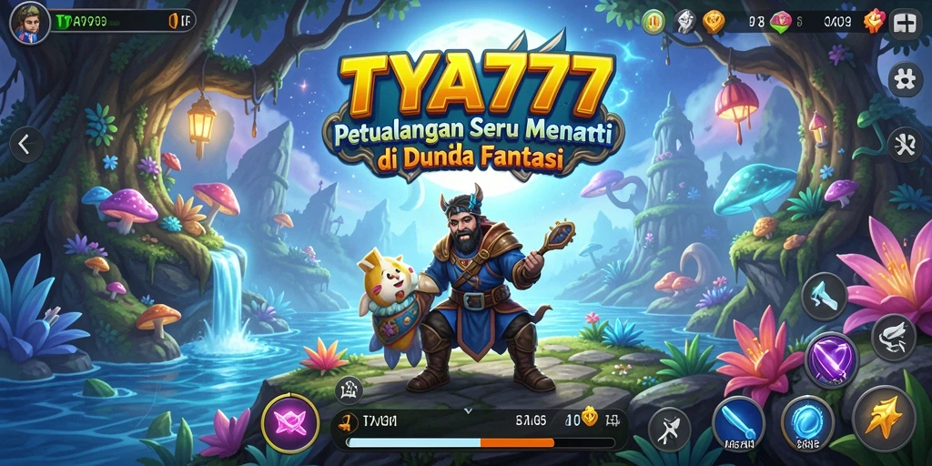 Tampilan screenshot TYA777 menunjukkan pemain menjelajahi dunia fantastis.