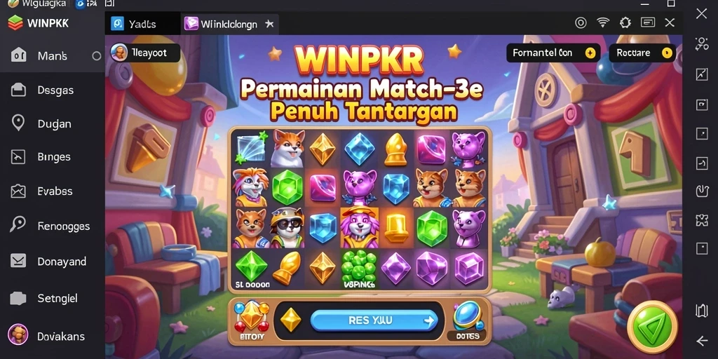 Tampilan screenshot gameplay <strong>WINPKR</strong> yang menampilkan aksi Match-3 seru.