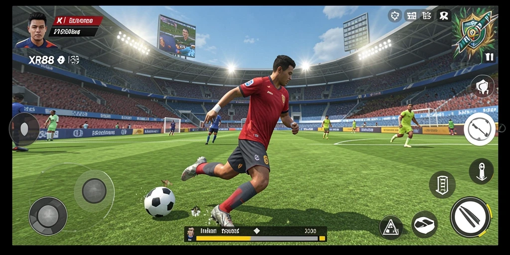 Tangkapan layar dari gameplay XR88 menampilkan aksi olahraga yang intens.